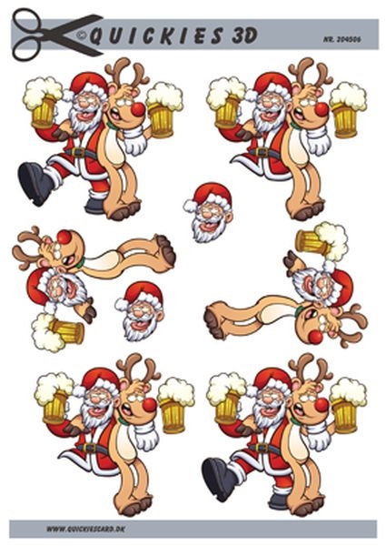  3D Julemand og Rudolf med øl